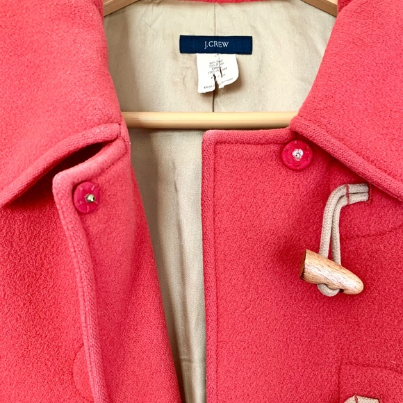 J. Crew Wool Blend Duffel Coat with Wooden Toggles (red/orange) - Picture 4 of 8